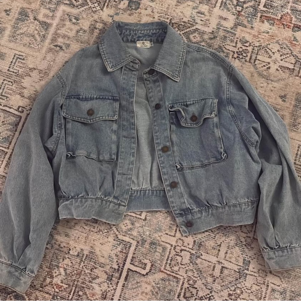Thread & Supply Light Blue Cropped Denim Jacket